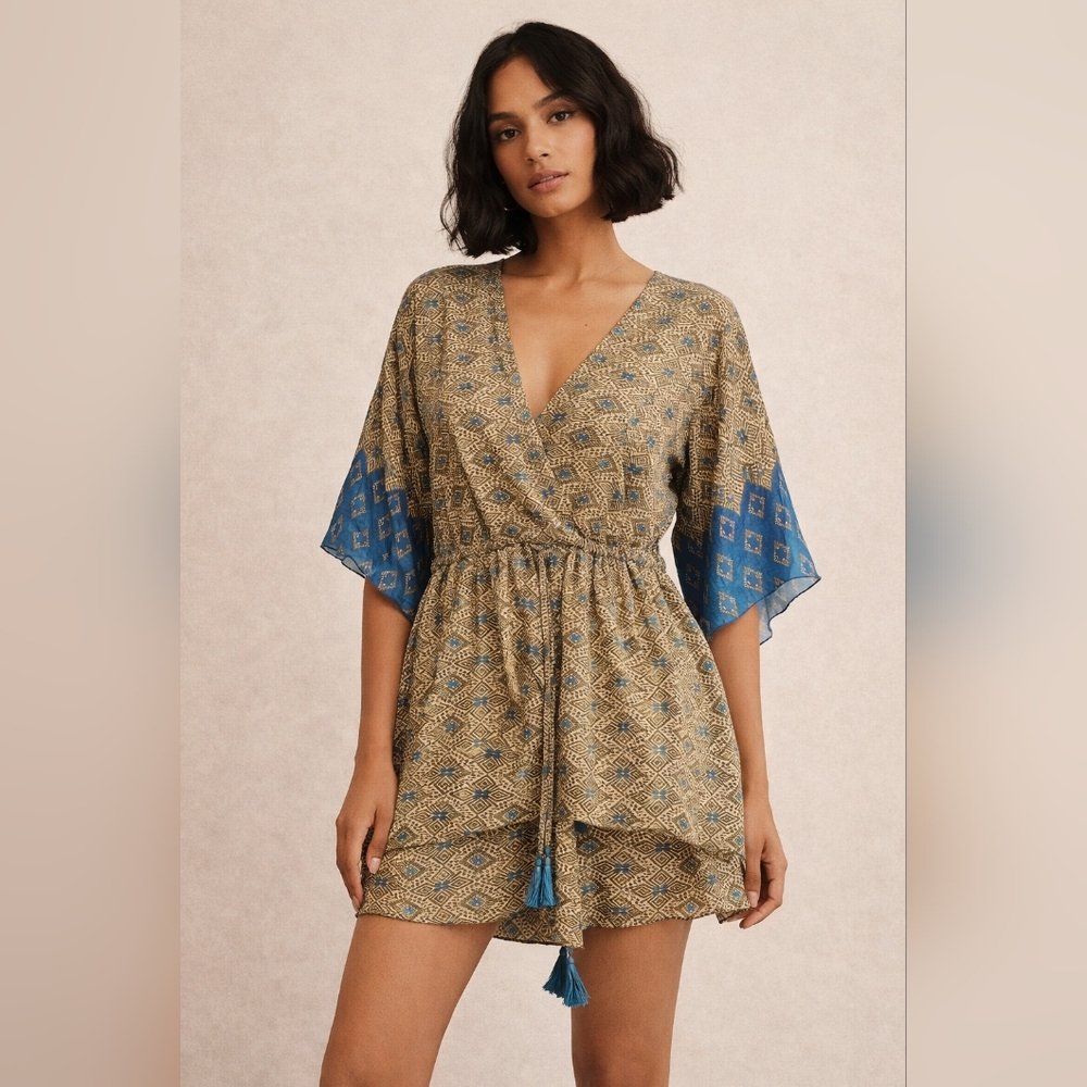 Zara Geometric Print Dress with Blue Highlights.